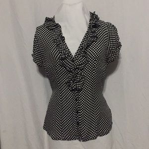 Polka dot blouse in black and white